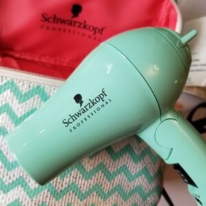 ❗Schwarzkopf Professional Teal Mini Blow Hair Dryer with Matching Travel Bag❗